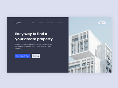 Real Estate Landing Page Website app branding clean design flat graphic design illustration logo realestate ui ux