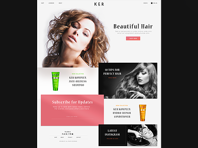 KER Homepage animation art direction beauty branding design flat hair illustration ui ux web design website