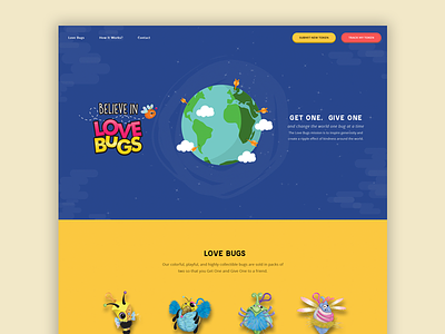 Believe in Love Bugs - Homepage app branding card clean design illustration location ui ux website
