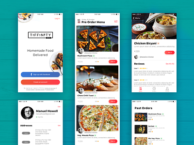 Tiffinity App app branding card clean food ios mobile startup ui