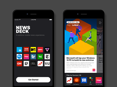 NewsDeck by Mokko android app cards design feed ios news reader ui ux