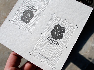 Cinch Creative Business Card business card cinch design graphic design icon letterpress logo owl