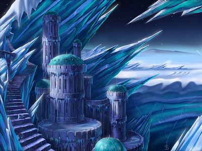Landscape background digital drawing digitalart fortress game art ice illustration landscape seryoghinart
