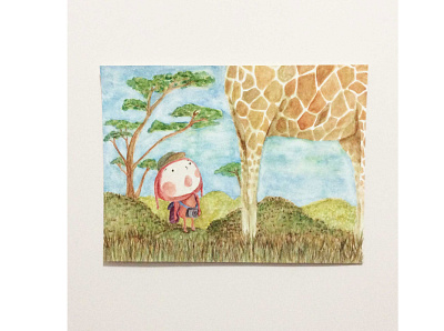 Giraffe, 2020 art cartoon color pencil design drawing illustration watercolor