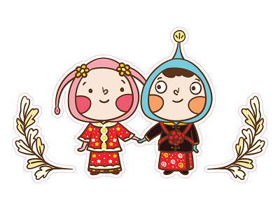 Chinese Wedding Graphic Design art cartoon design drawing illustration vector wedding