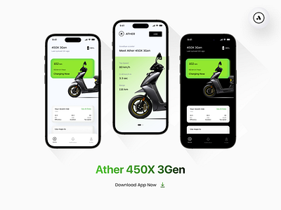 Mobile App for Ather 450X 3Gen branding logo ui ux