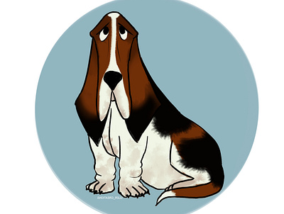 basset hound animals design dog dogs illustration pet portrait