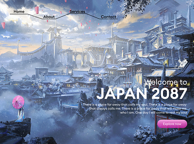 JAPAN Travel Fan Art Page UI Design landing page site ui ui design web design
