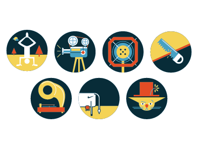 Personal Interest Icons circle iconos illustrations simple wip