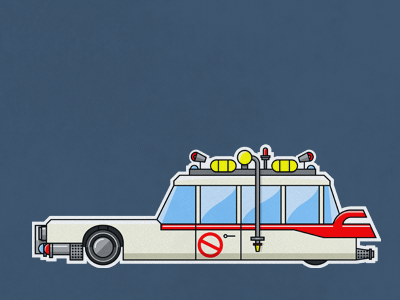 Buster Mobile car ghostbuster illustration
