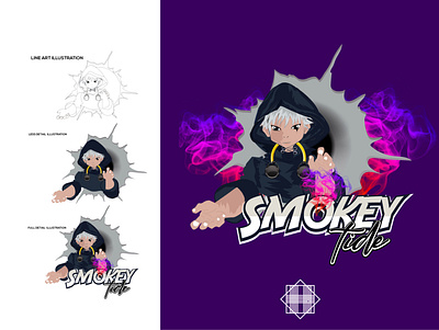 Smokey anime character graphic design illustration vector