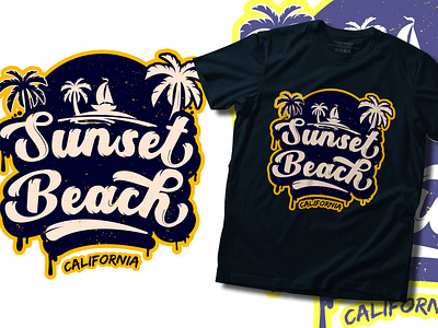 Summer Sunset Beach T-shirt Design