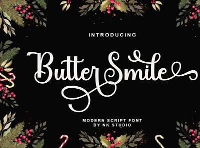 Butter Smile branding calligraphy casual elegant lettering logo lovely modern font