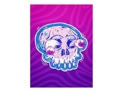 Grotesque Skull Poster graffiti illustration neon colors photoshop skater