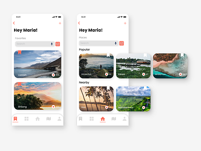 Home & Favorites Screen for Travelling APp