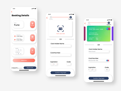 Booking & Payment Screens app design designconcept designer ui uidesign uidesigner ux uxdesign uxdesigner