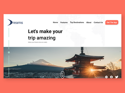 Dreams - Travelling Agency Landing Page design designer ui uidesign uidesigner uiinspiration ux uxdesign uxdesigner web design website