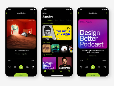 Music + Podcast App UI Design