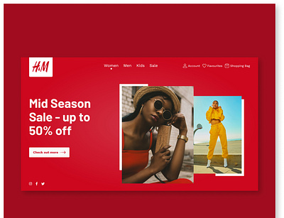 Landing Page UI for brand H&M art branding design icon minimal typography ui ux web website