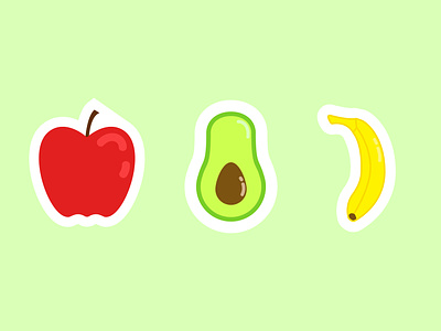 fruit stickers apple avocado banana fruit illustration illustrator sticker stickers