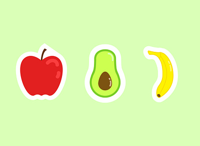fruit stickers apple avocado banana fruit illustration illustrator sticker stickers