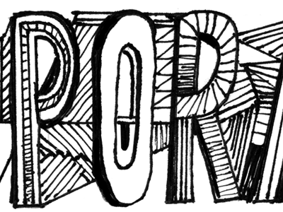 POR doodle hand drawn ink messy type typography