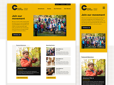 Create Sheffield charity design mobile responsive ui uiux ux web website yellow