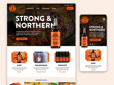 Hendos bottle design ecommerce mobile orange product relish responsive ui ui design uiux ux ux design web web design website