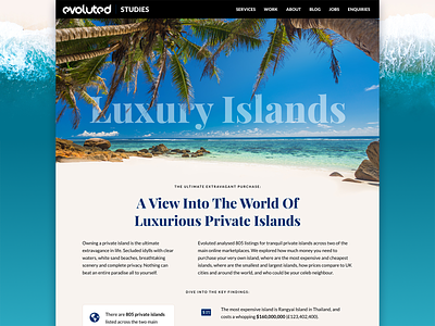 Luxury Islands Study beach casestudy island private island sand sea study ui web web design