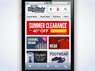 Bigfish Mobile ecommerce iphone mobile texture website