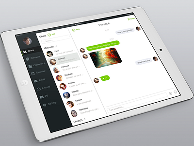Mobile Officing app chat contacts green ios ios8 ipad officing social ue ui