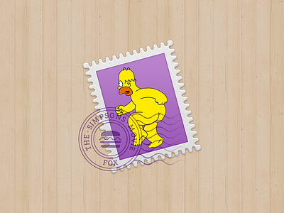 Stamp - Homer Simpson post simpson stamp wood