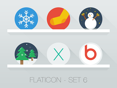 Flaticon Set 6 flat icon mavericks monster beats pine tree snowflake snowman sock
