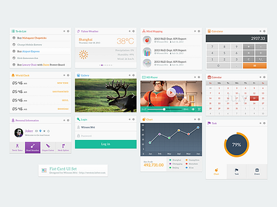 Flat Card UI Set
