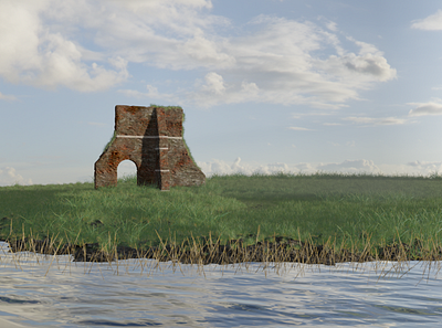 Imaginary Places 3d modeling blender clouds grass island mountain procedural tropical water