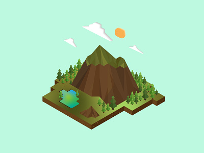 Mountain in the middle of the forest design diorama graphicdesign illustration illustrator isometric isometric illustration