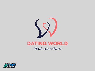 Dating World design flat graphic icon logo modern sleek vector