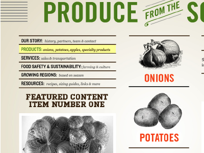 Old circular inspired produce website comp