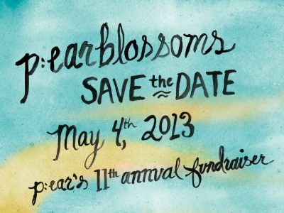 p:earblossoms save the date! hand drawn illustration typography watercolor