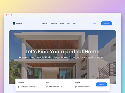 Real estate landing page design home house rent landingpage ui