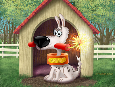 Animo in dog house illustration