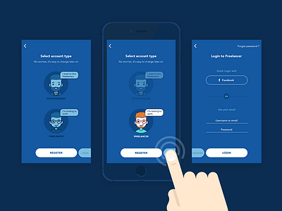 Register for Freelancer mobile app freelancer login register signin uiux