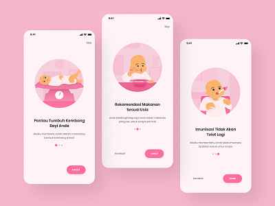 Onboarding for Baby Health Care App application application ui baby health