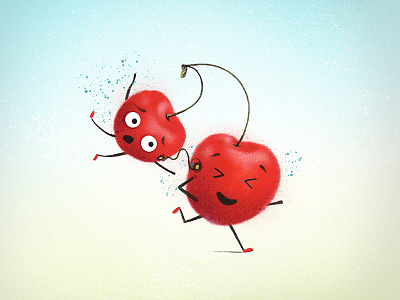 Run! cherry fruit health illustration music procreate run running
