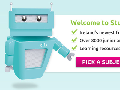 Clix the Robot 3d illustration robot vector website