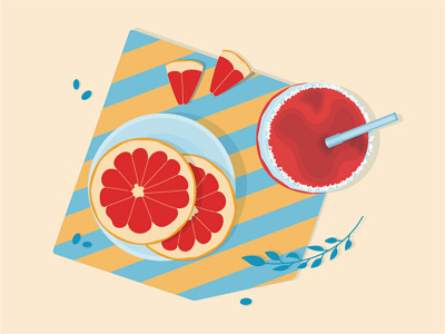 Grapefruits in summer blue colorful grapefruits illustration red relax summer vector vector art yellow