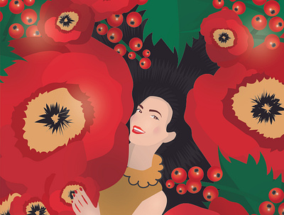 Poppies mood design graphic design illustration portrait vector