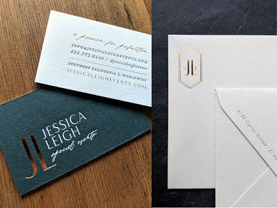 Jessica Leigh Special Events Collateral branding business card design icon logo marketing print stationery