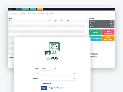 [WIP] Page for daPOS blue branding green logo pink pos ui ux web website yellow