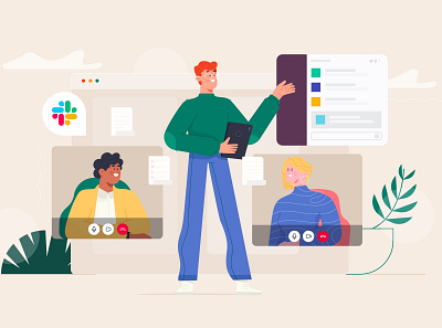 tandup Meetings Geekbot Vol. 2 character characters design dribbble illustration illustrator standup team video call